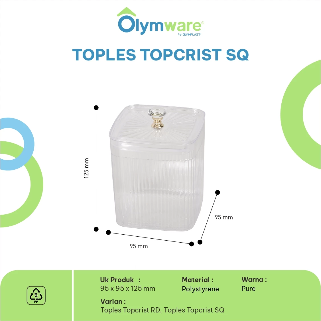 Toples Topcrist - Toples Bulat & Kotak Tutup Crystal - Toples Kue Bening Lebaran Snack Container gallery 1