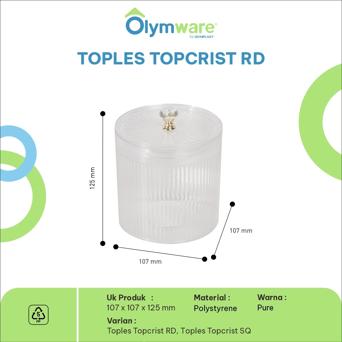 Toples Topcrist - Toples Bulat & Kotak Tutup Crystal - Toples Kue Bening Lebaran Snack Container gallery 2