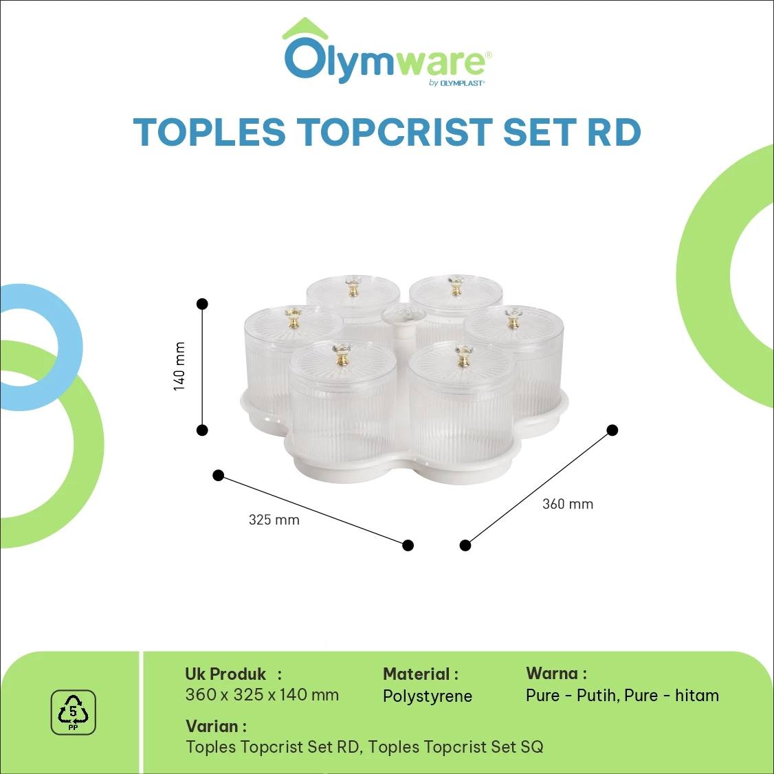 Toples Topcrist Set - Toples Bulat & Kotak + Tray - Toples Set Tutup Crystal Handle Praktis gallery 2