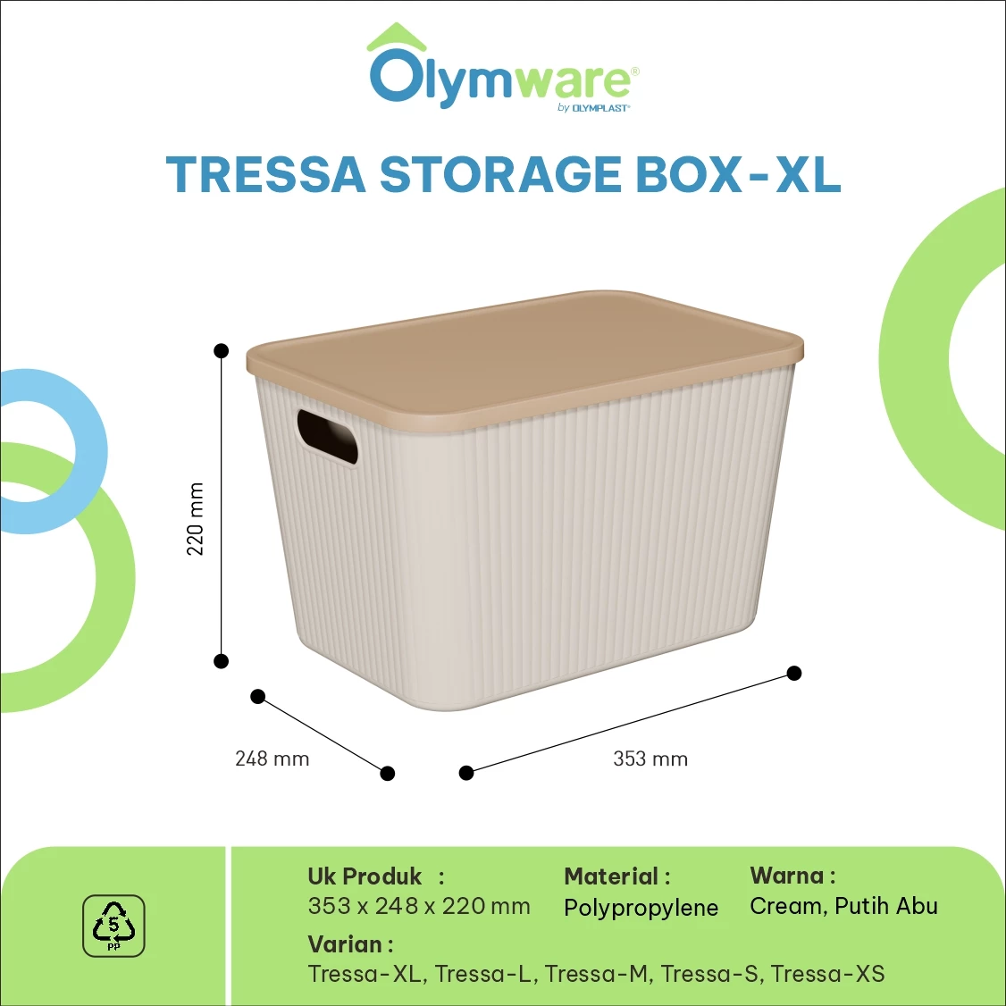 Tressa Storage Box XS S M L XL - Kotak Penyimpanan Plastik Motif Kayu Organizer Tutup Estetik gallery 2