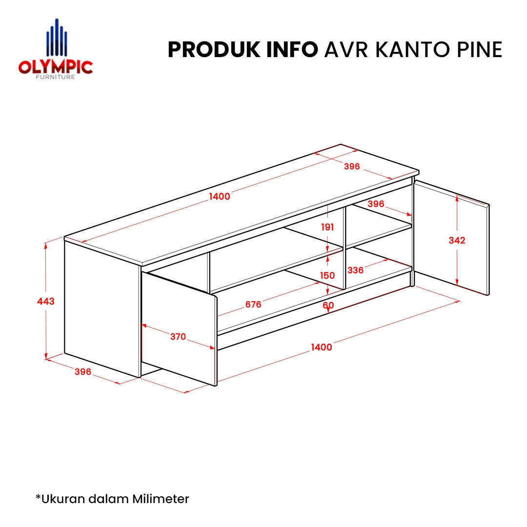 Paket Bundling Kanto Series - Meja TV + Drawer + Sofa Bed - AVR Kanto + CSD Kanto 120 + Sofa Chiffon gallery 1