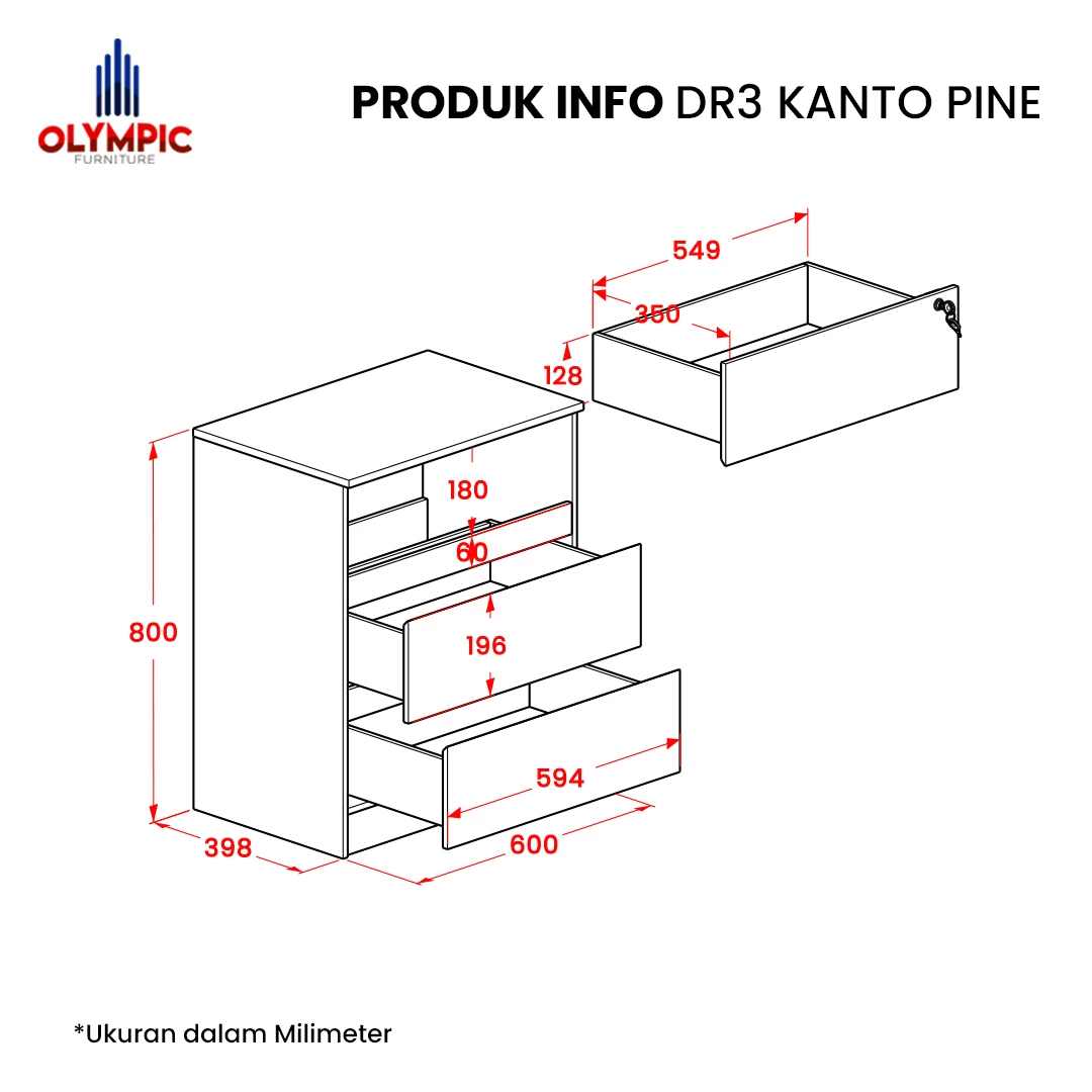Paket Bundling Kanto Series - Pocket Spring Laxy Bed 160 + Drawer DR 3 Kanto + CSD Kanto 120 gallery 1