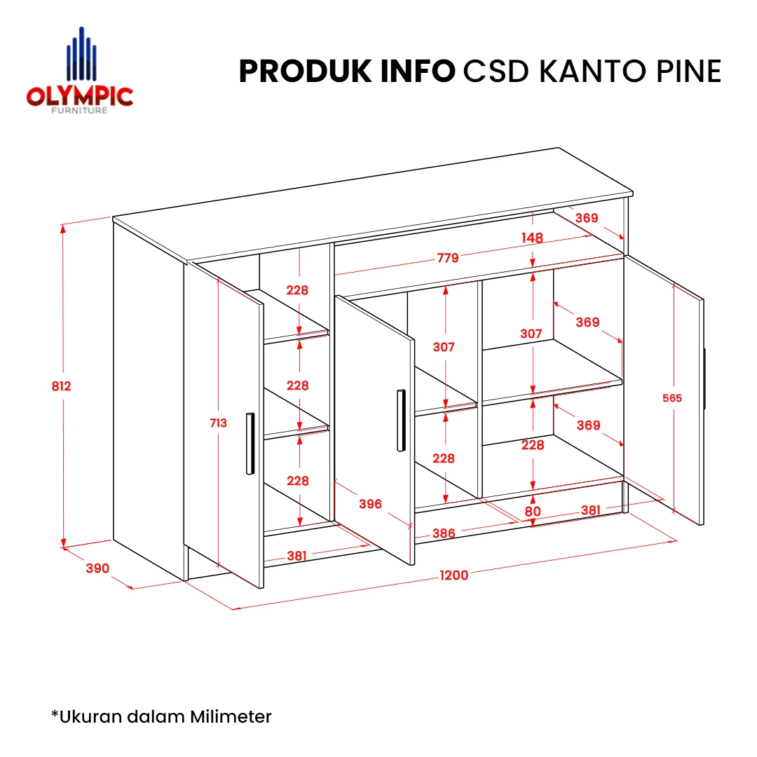 Paket Bundling Kanto Series - Pocket Spring Laxy Bed 160 + Drawer DR 3 Kanto + CSD Kanto 120 gallery 2
