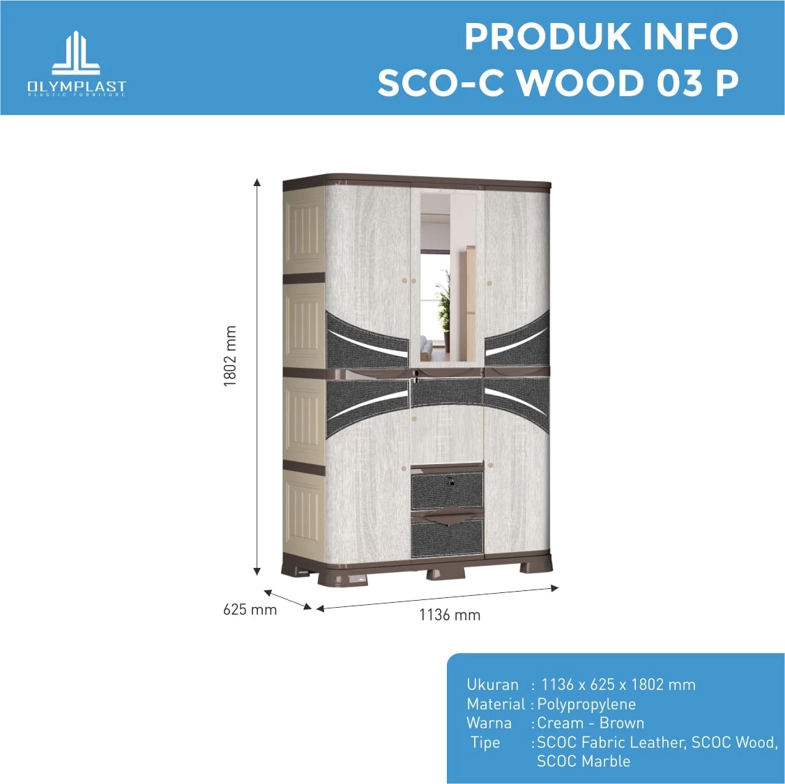 Lemari Penyimpanan Pakaian Plastik - SCOC Motif Wood gallery 2