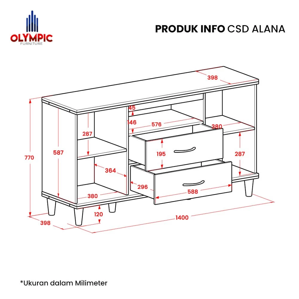Lemari Laci Penyimpanan Serbaguna Credenza - CSD ALANA gallery 1