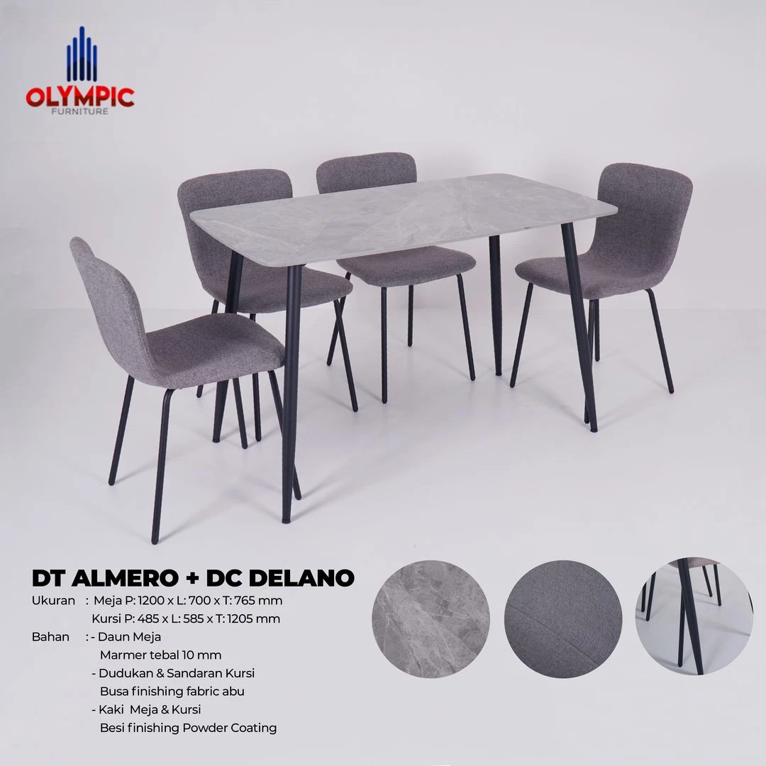 Meja Makan DT Almero + Kursi Makan DC Delano gallery 2