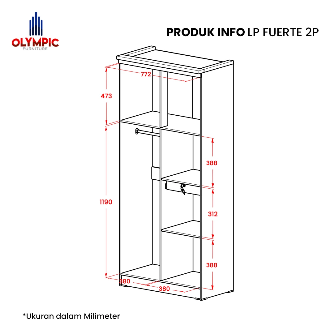 Lemari Pakaian 2 Pintu - FUERTE 2P gallery 2