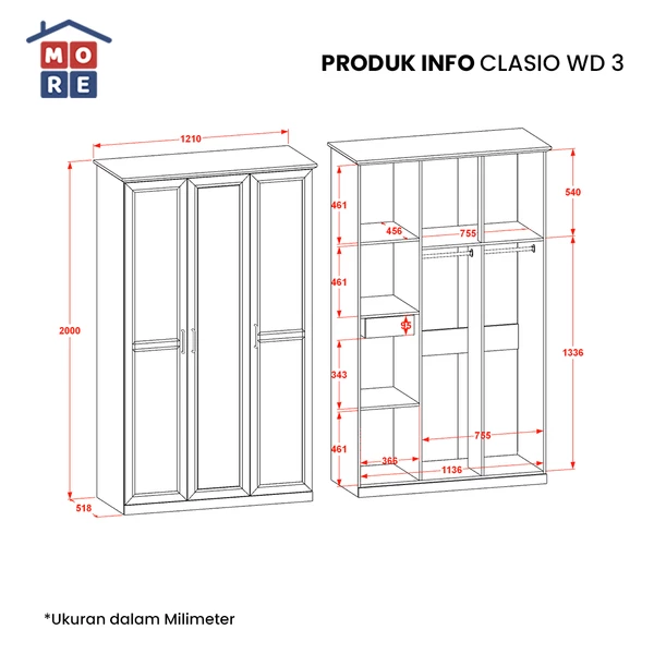 CLASIO WD 3 - Lemari 3 pintu Clasio series gallery 1
