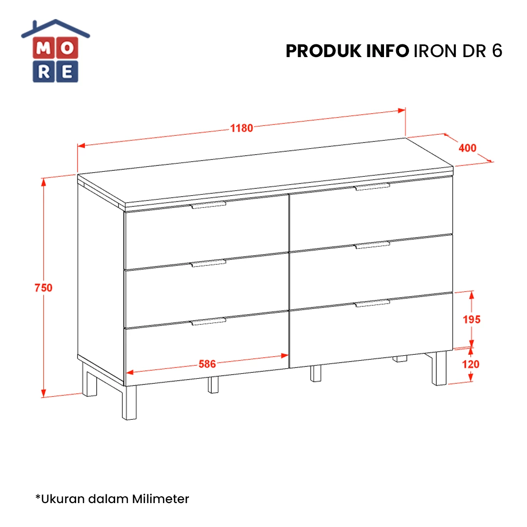DR 6 IRON - Lemari Laci Penyimpanan 6 Susun Kaki Besi gallery 1