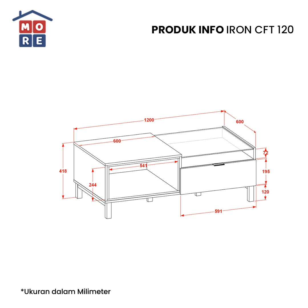 CFT IRON 120 - Meja Sofa - Meja Tamu - Meja Kopi Kaki Besi gallery 1
