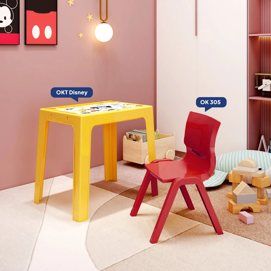Paket Bundling Special Disney - Meja Anak + Kursi Anak - OKT DISNEY + OK 305 Merah Merah