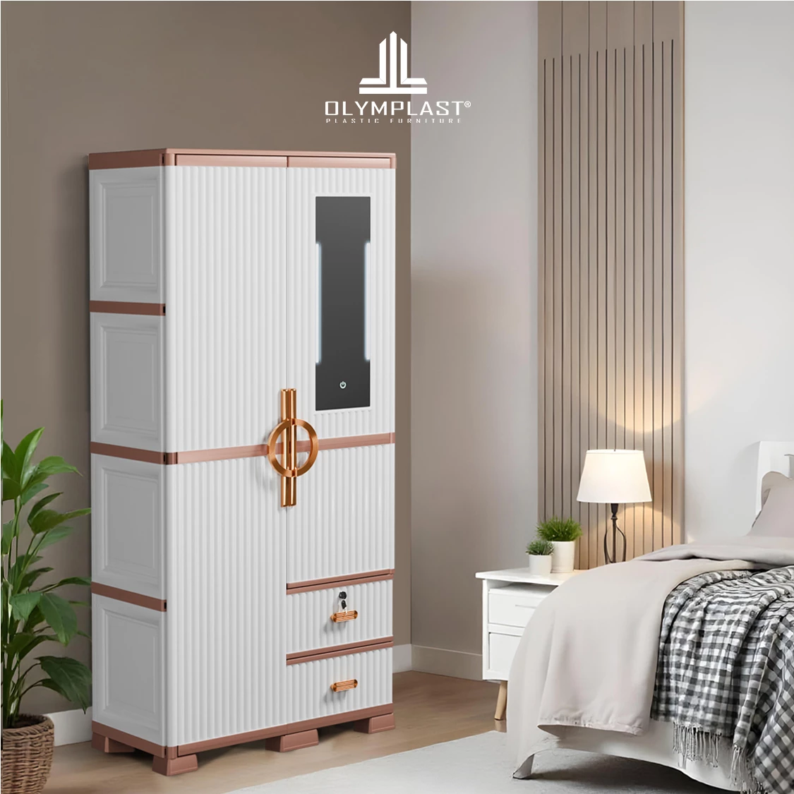 OTC 2PL ST2 LUXURY - Lemari Pakaian Plastik - Lemari Pakaian Mewah - Lemari Pakaian 2 Pintu