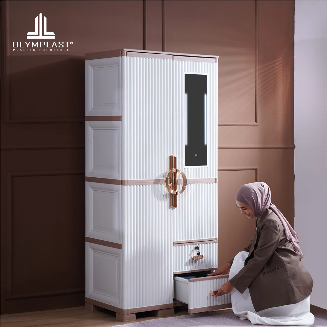 OTC 2PL ST2 LUXURY - Lemari Pakaian Plastik - Lemari Pakaian Mewah - Lemari Pakaian 2 Pintu
