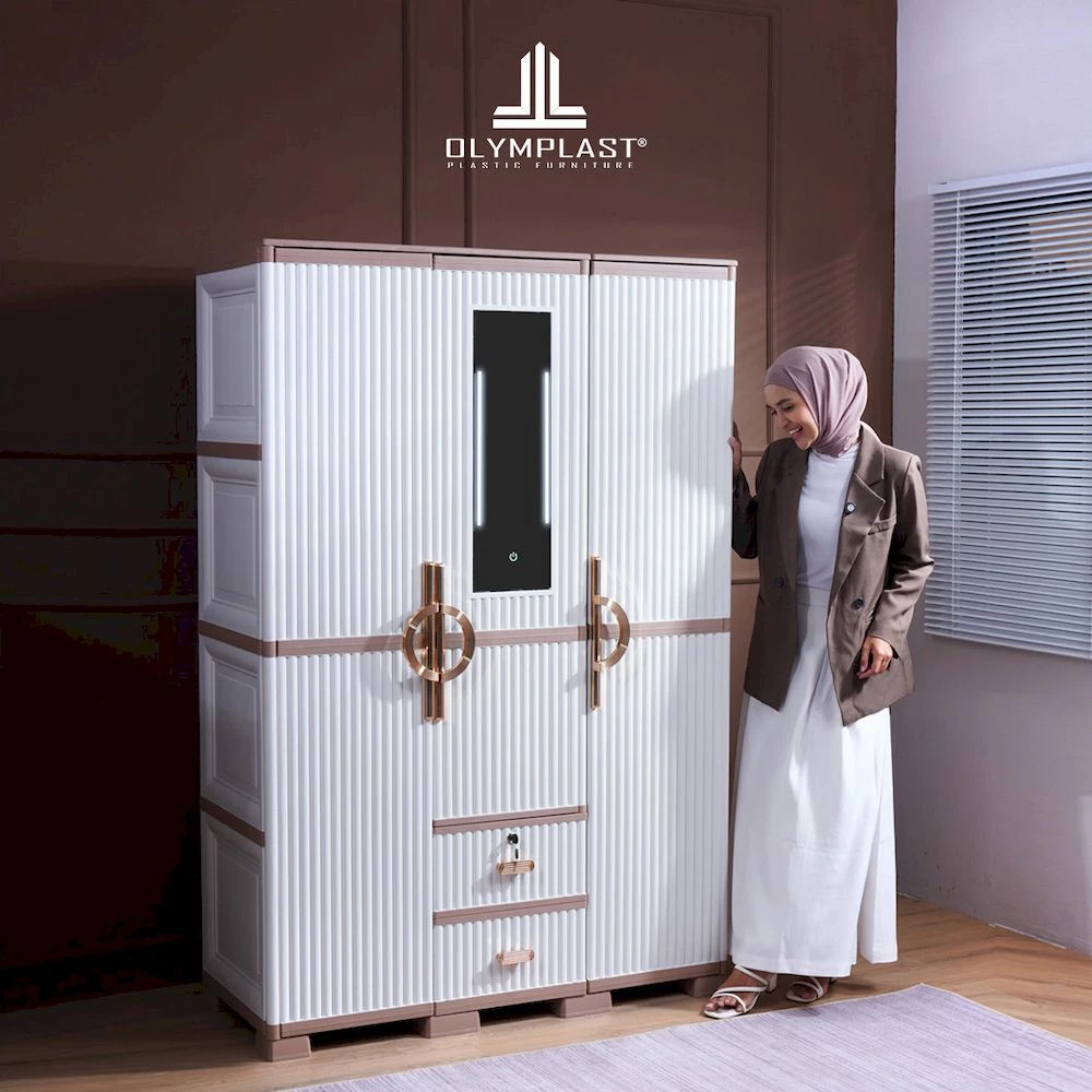 OTC 3PL ST2 LUXURY - Lemari Pakaian Plastik - Lemari Pakaian Mewah - Lemari Pakaian 3 Pintu