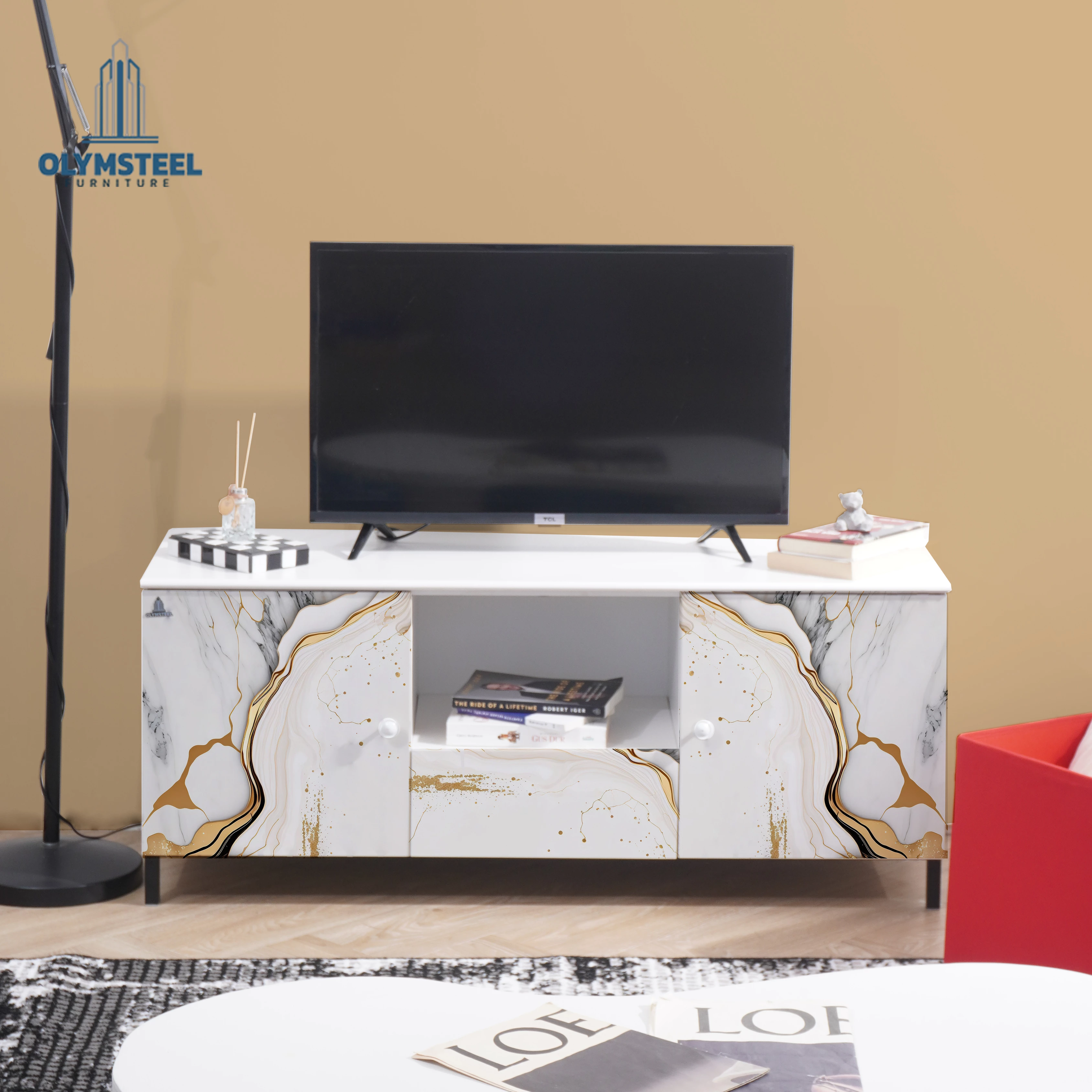 AVR Marble 01 - Meja Rak TV Besi - Rak Televisi