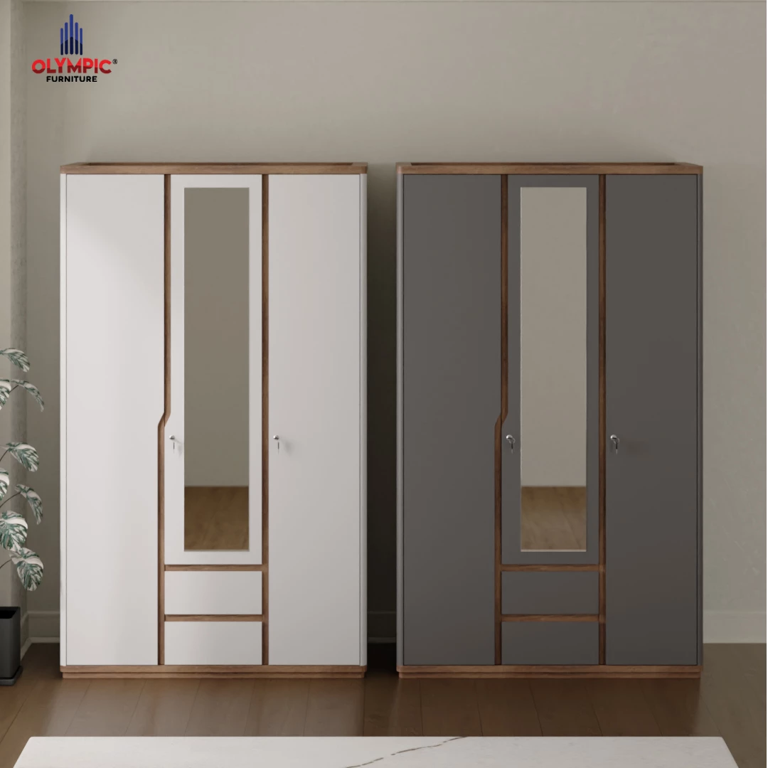 Olympic LP Urban Modern Rustic Natural 3P - Lemari Baju 3 Pintu Design Modern Minimalis