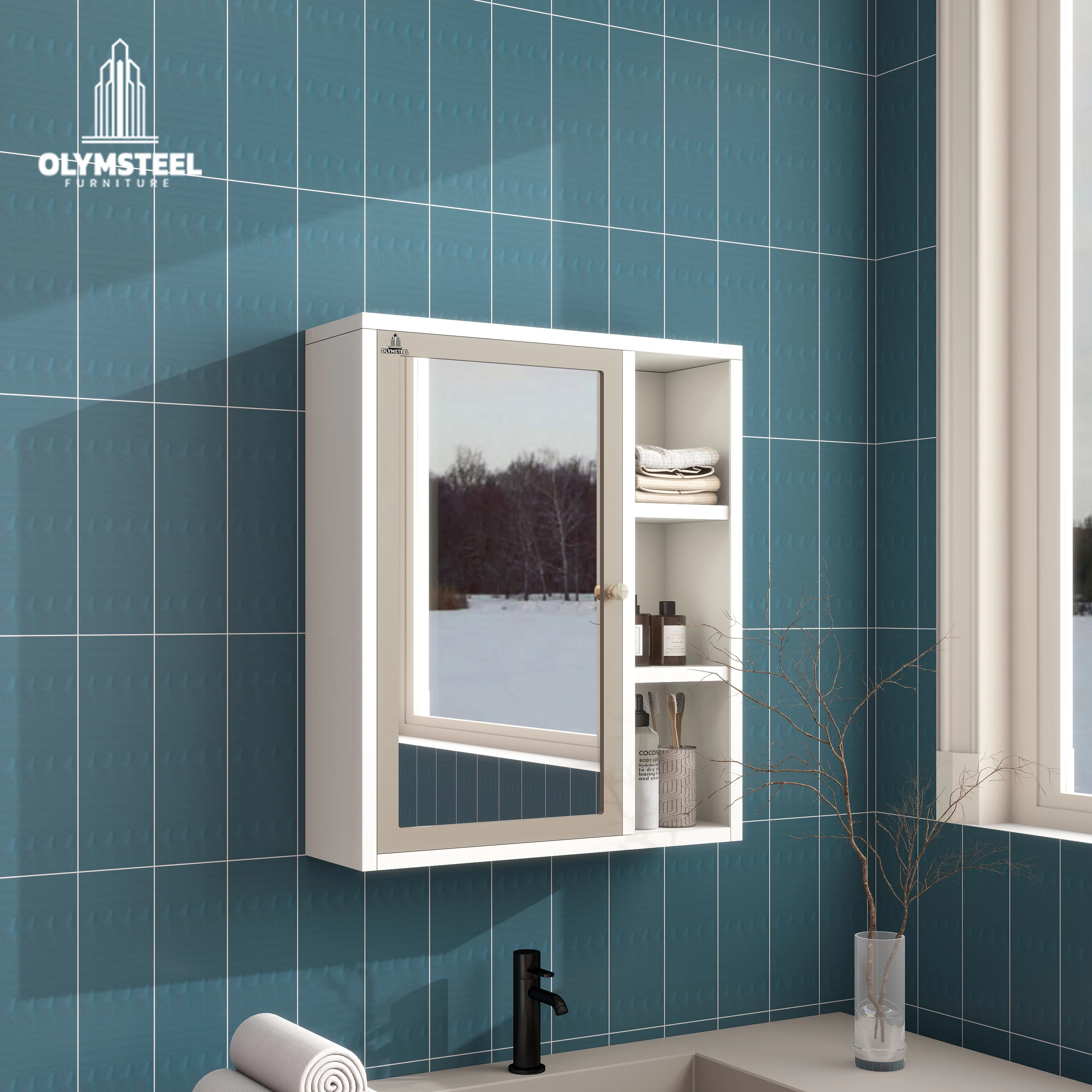 Olymsteel OWC SERENA Lemari Kamar Mandi Besi - Kabinet Besi Minimalis Dinding Anti Karat