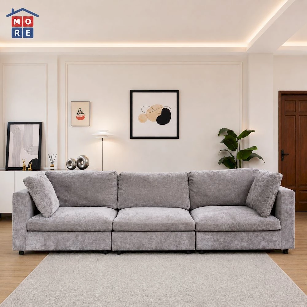 MORE HUGA 3S Sofa 3 Seater Minimalis - Sofa Panjang Premium Fabric Empuk Modern Elegan