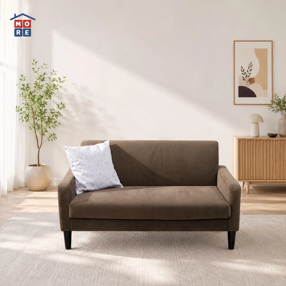 MORE BRUNO 2S Sofa 2 Seater Minimalis - Sofa Compact Suede Empuk Modern
