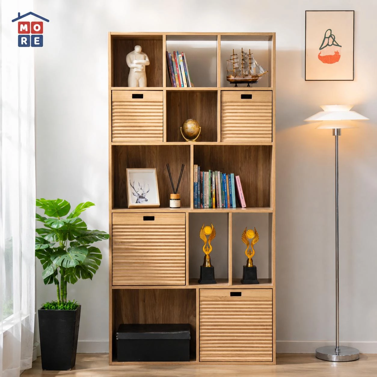 MORE DENVER Bookcase - Rak Buku Multifungsi Minimalis Modern