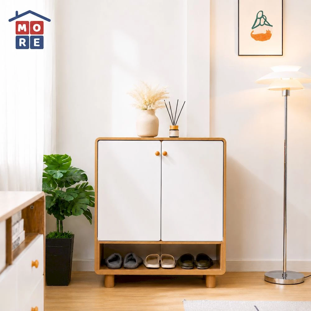 MORE GOBI Shoes Rack Minimalis - Lemari Sepatu Kayu Adjustable Multifungsi Govina Oak