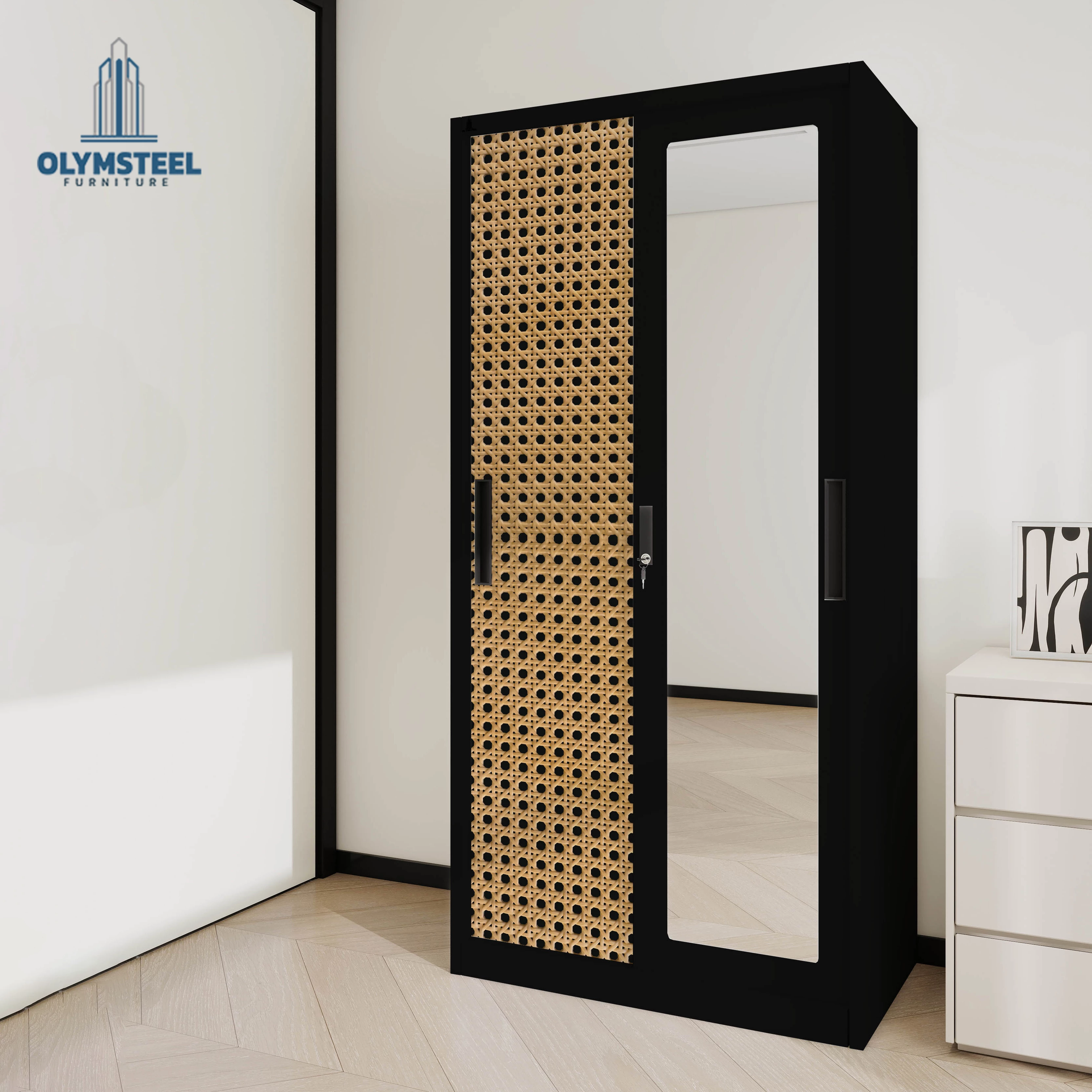 Olymsteel OSWS 90 RATTAN 02 Lemari Pakaian Besi Sliding 2 Pintu