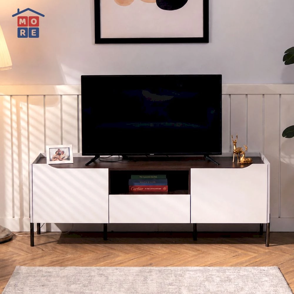 ECHO TV Table 160 Rak TV Minimalis Modern - Meja TV High Gloss Kaki Besi Dark Walnut Premium
