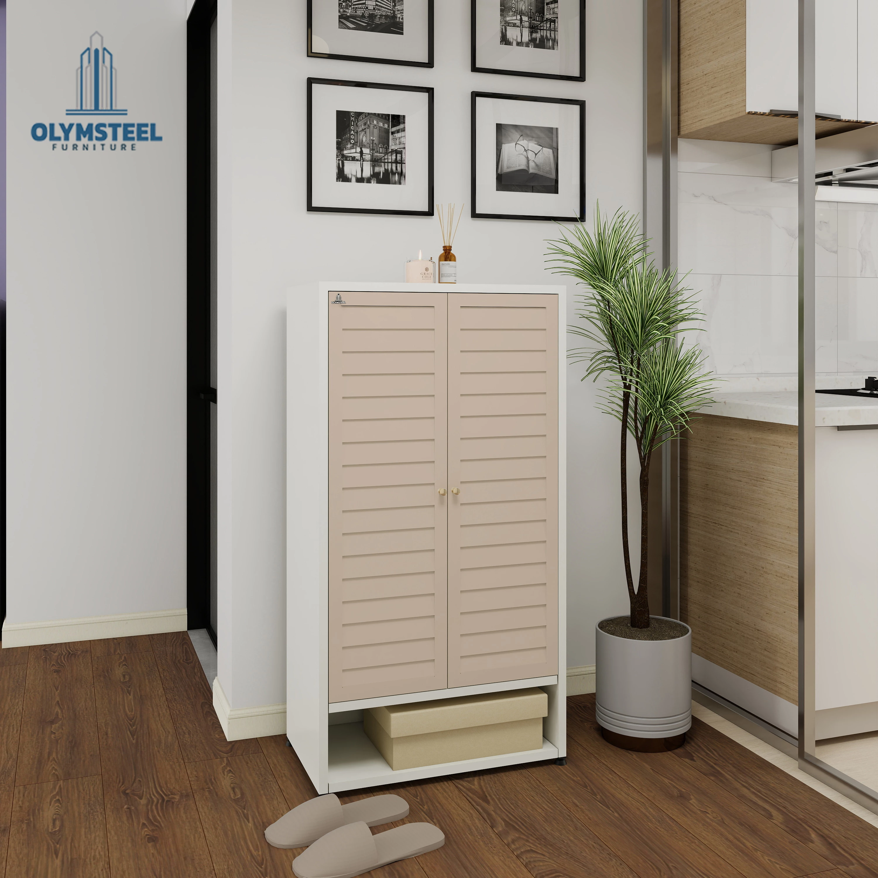 SR 006 2P Jalusi - Rak Sepatu Besi Minimalis 2 Pintu