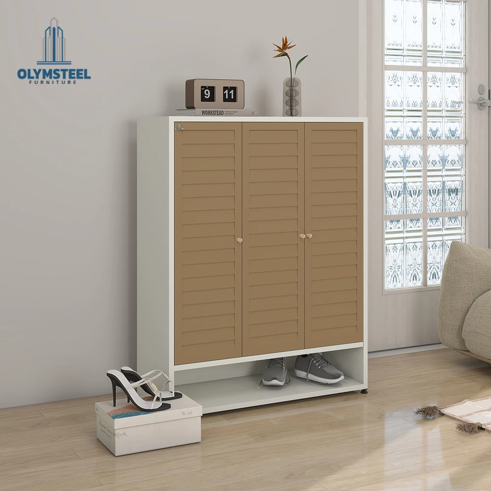 SR 006 3P Jalusi - Rak Sepatu Besi Minimalis 3 Pintu