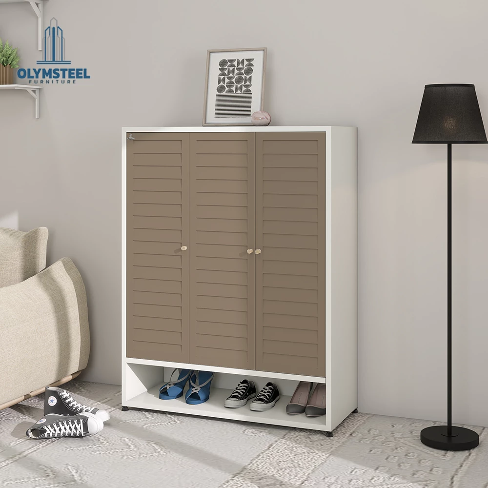 SR 006 3P Jalusi - Rak Sepatu Besi Minimalis 3 Pintu