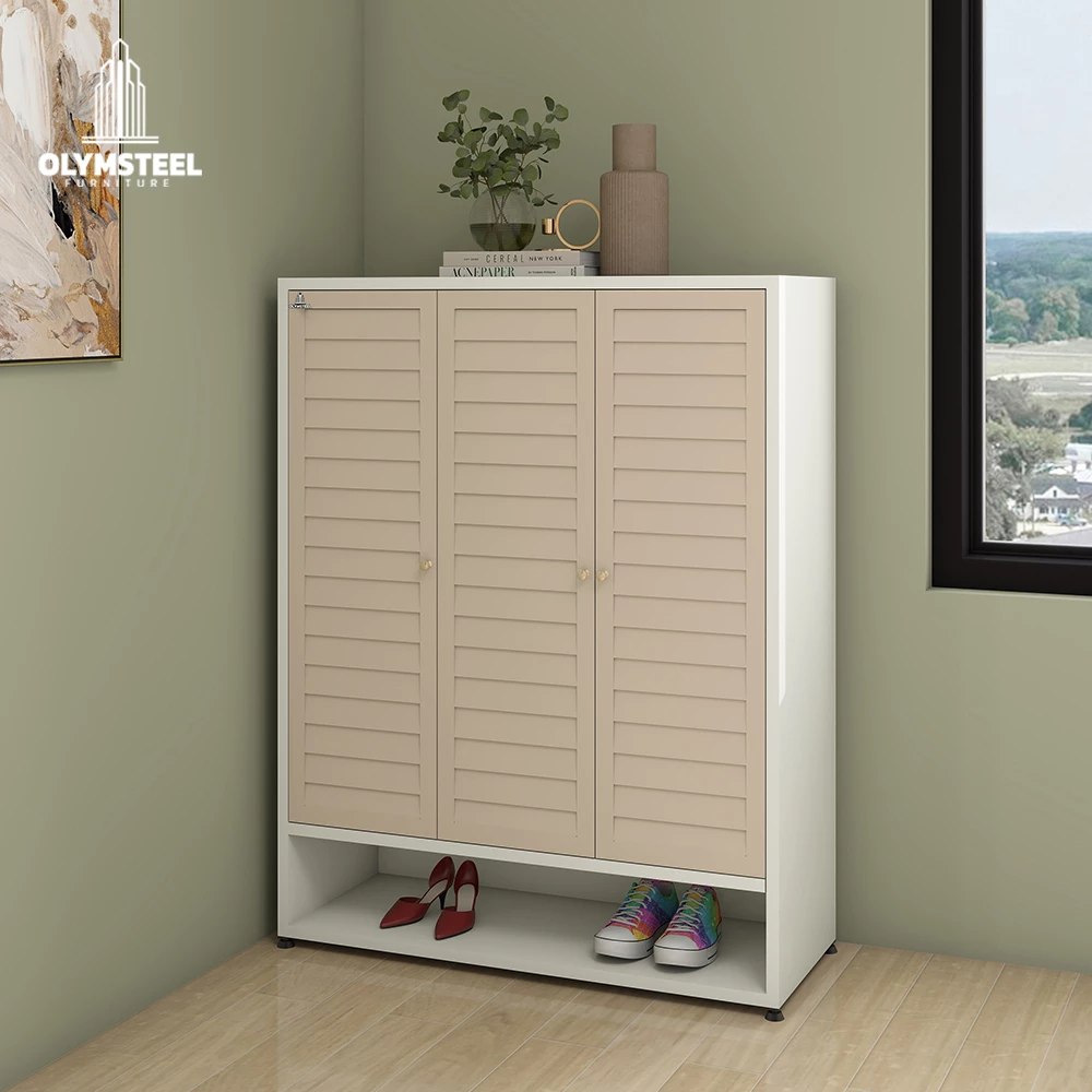 SR 006 3P Jalusi - Rak Sepatu Besi Minimalis 3 Pintu