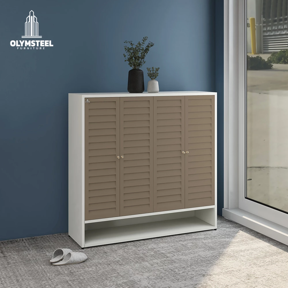 SR 006 4P Jalusi - Rak Sepatu Besi Minimalis 4 Pintu