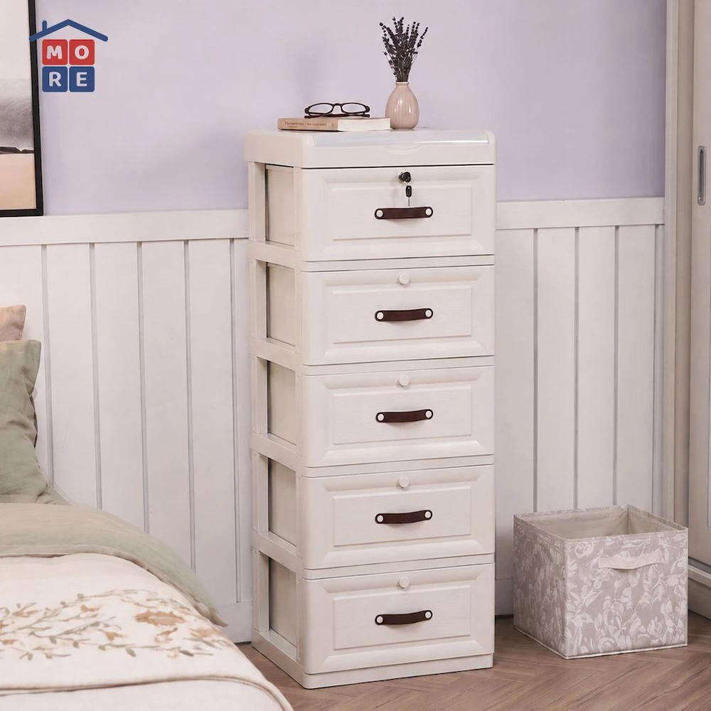 MIO Drawer Storage 4 & 5 Susun - Lemari Laci Plastik Minimalis Multifungsi dengan Roda