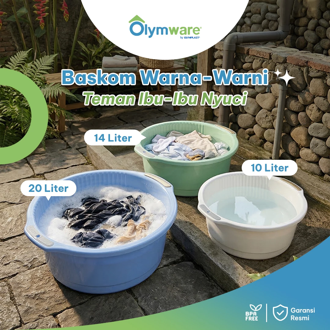 Aquira Wash Basin 10L 14L 20L - Ember Cuci Plastik Handle Chrome - Bak Cuci Baju Kuat Modern