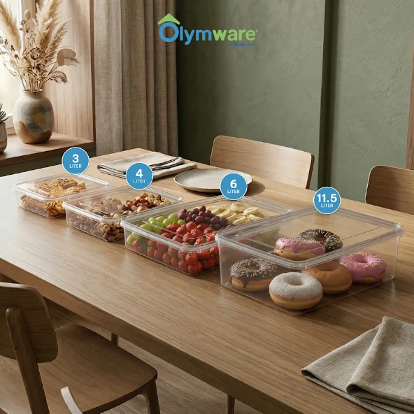 Donaco Fresh Box - Food Container Bening - Wadah Makanan Kedap Udara - Stackable Freezer Safe