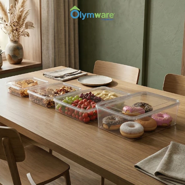 Donaco Fresh Box - Food Container Bening - Wadah Makanan Kedap Udara - Stackable Freezer Safe