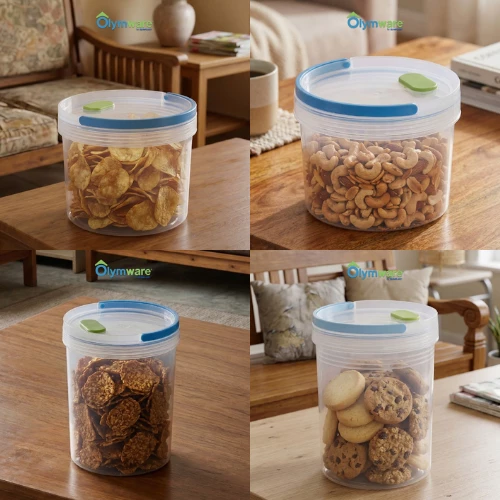Holdfresh Jar 750ml 1200ml 1330ml 2030ml - Toples Kue Handle - Toples Plastik Bening Kedap Udara