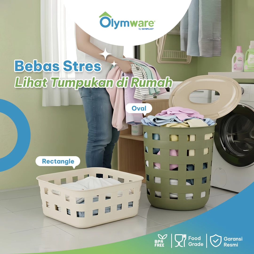 Neato Laundry Basket OV RC - Keranjang Laundry Tutup - Keranjang Baju Kotor Plastik Besar