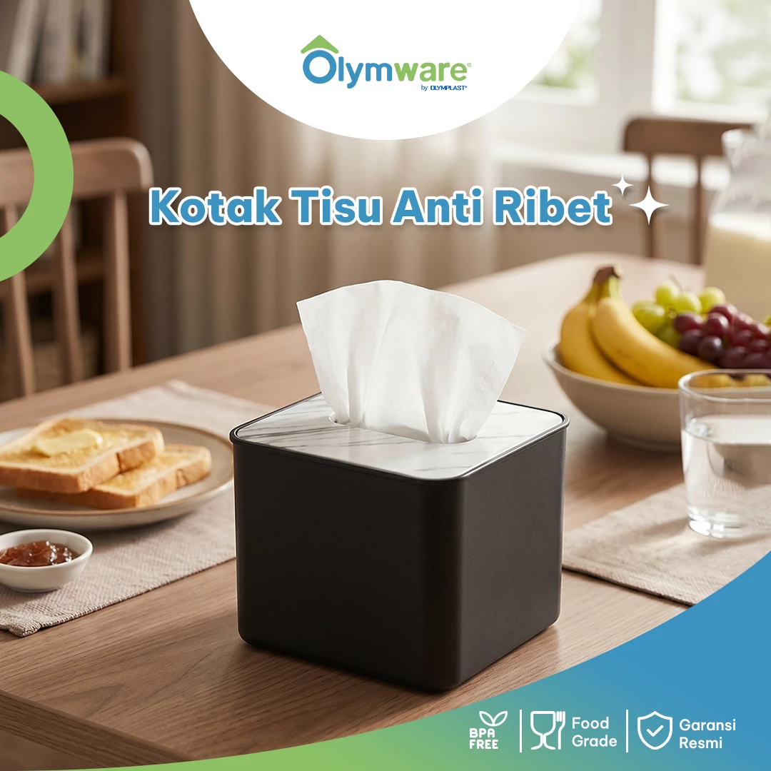 Purevo Tissue Box - Tempat Tisu Kotak Panjang Bulat Bening Plastik - Wadah Tisu Minimalis