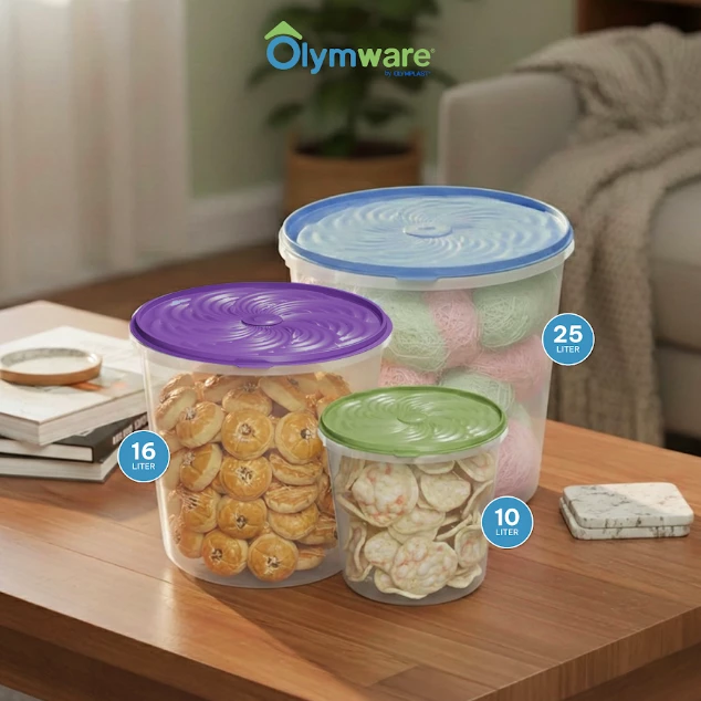 Sealvo Sealware - Toples Kerupuk Kedap Udara - Toples Plastik Snack Besar One Press Lock