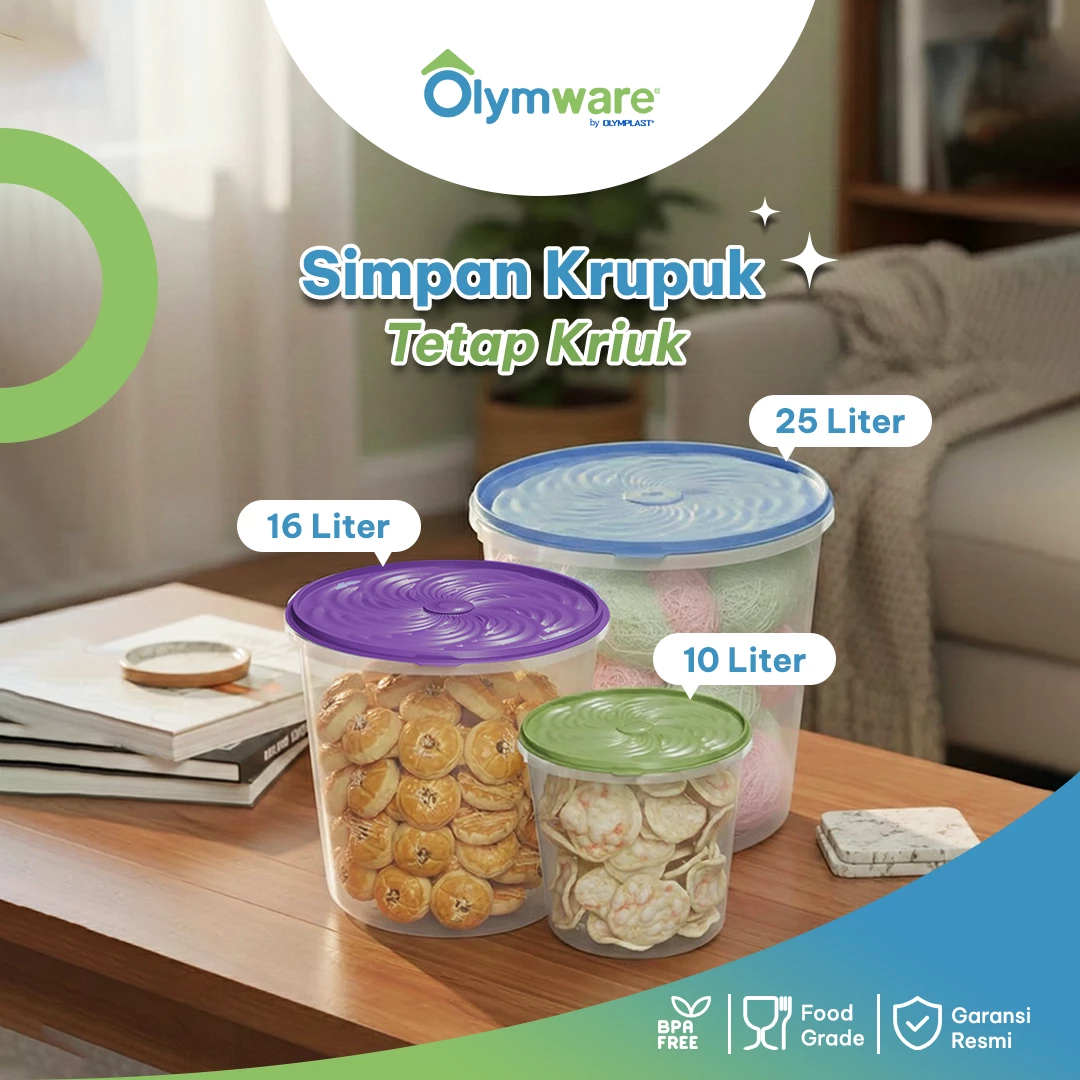Sealvo Sealware - Toples Kerupuk Kedap Udara - Toples Plastik Snack Besar One Press Lock