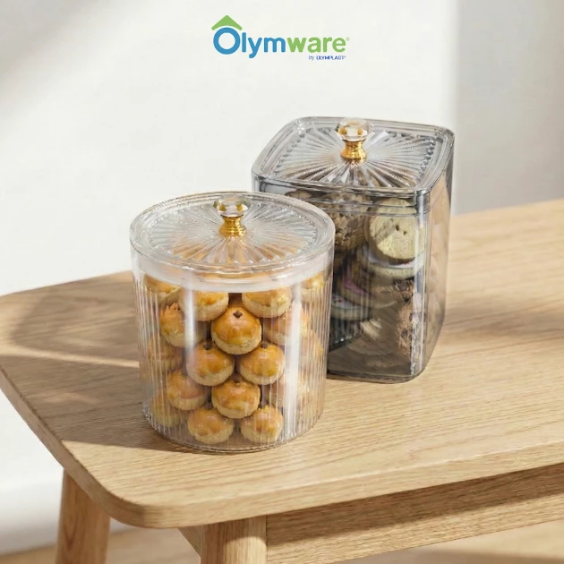 Toples Topcrist - Toples Bulat & Kotak Tutup Crystal - Toples Kue Bening Lebaran Snack Container