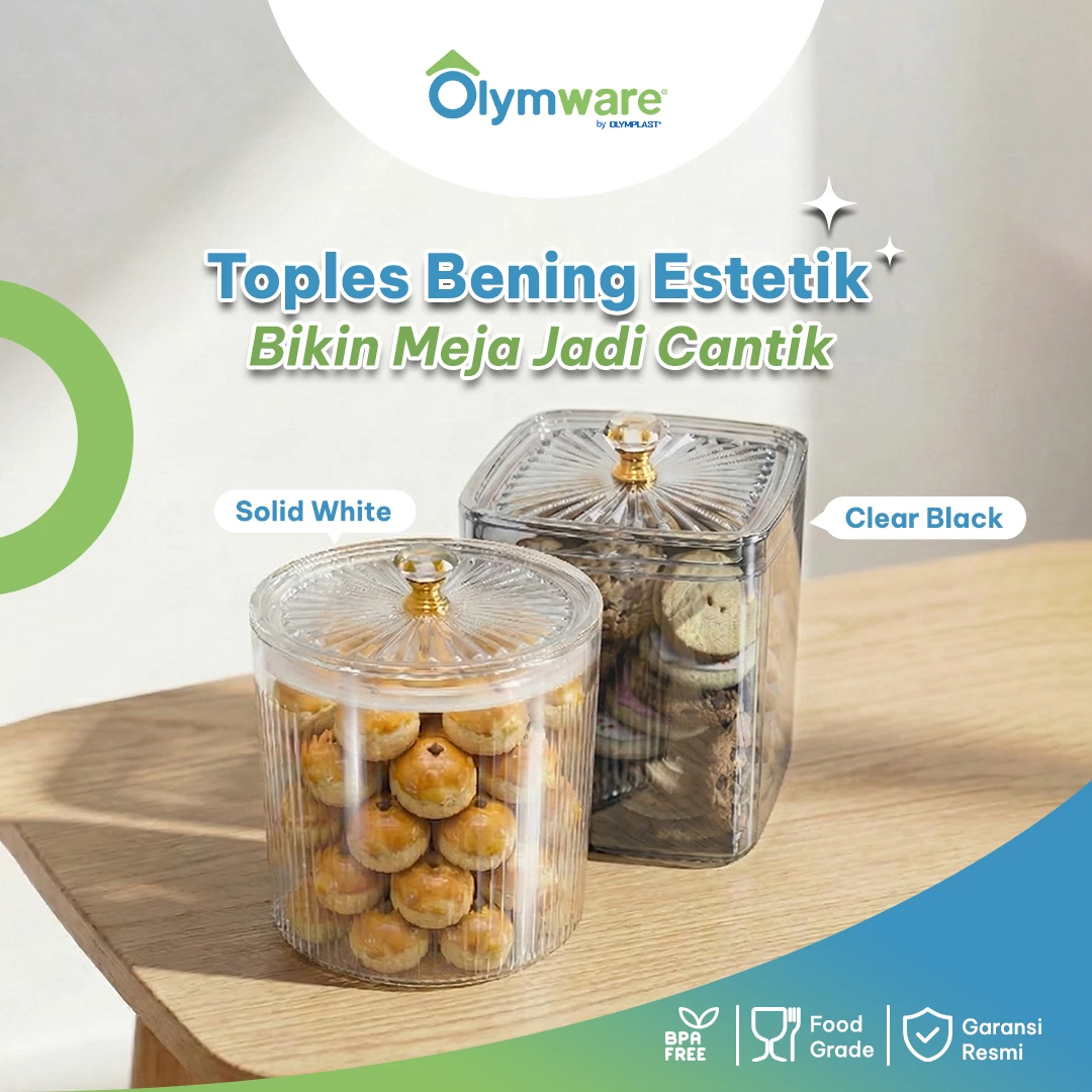Toples Topcrist - Toples Bulat & Kotak Tutup Crystal - Toples Kue Bening Lebaran Snack Container