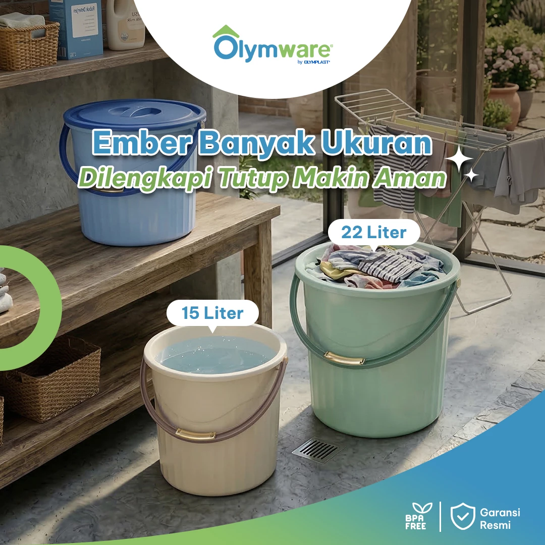 Aquira Water Bucket - Ember Plastik Handle Chrome - Ember Air Kuat Modern Rumah Tangga