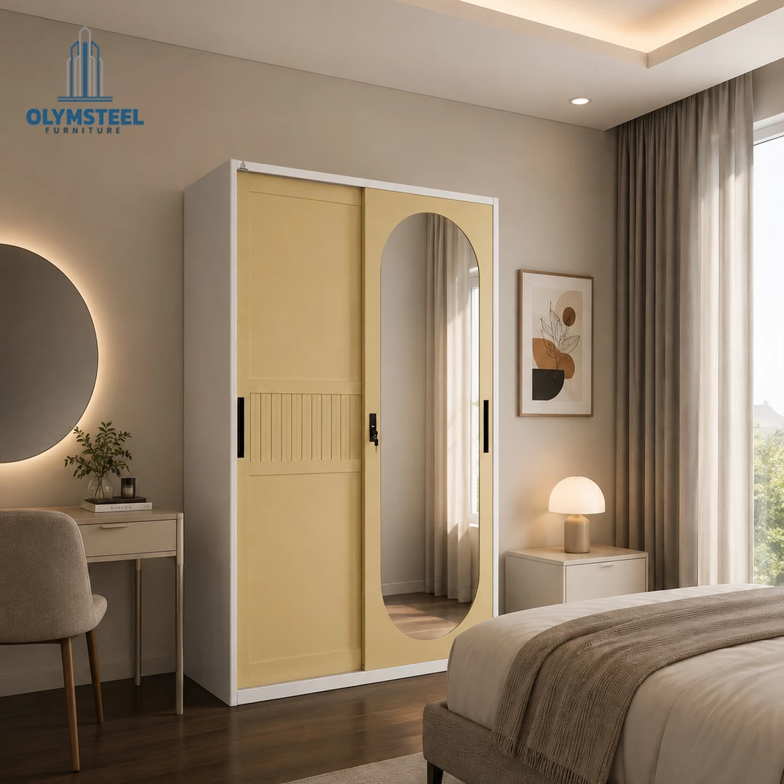 OSWS 90 Vior Lemari Embos Pakaian Besi Sliding 2 Pintu