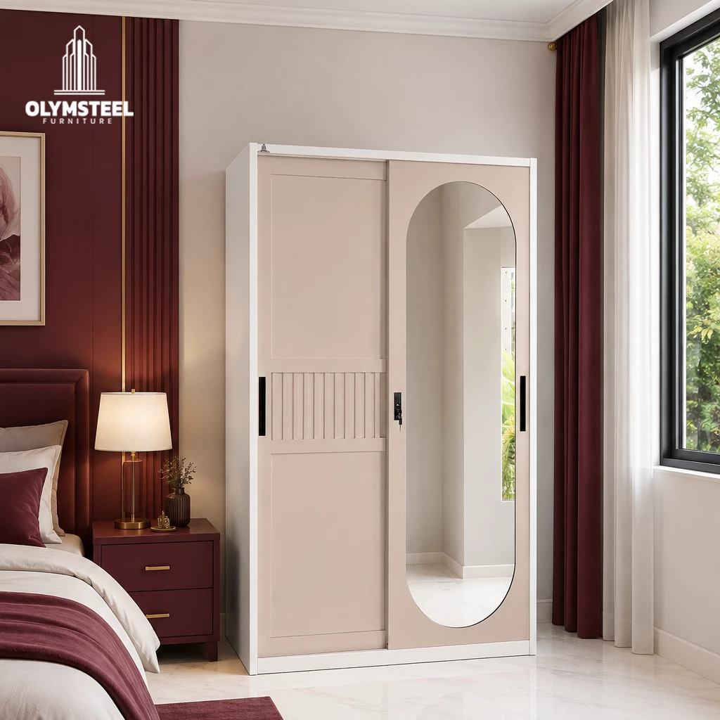 OSWS 120 Vior Lemari Embos Pakaian Besi Sliding 2 Pintu