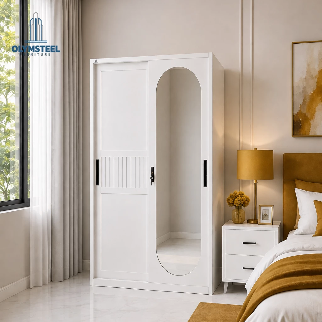 OSWS 120 Vior Lemari Embos Pakaian Besi Sliding 2 Pintu