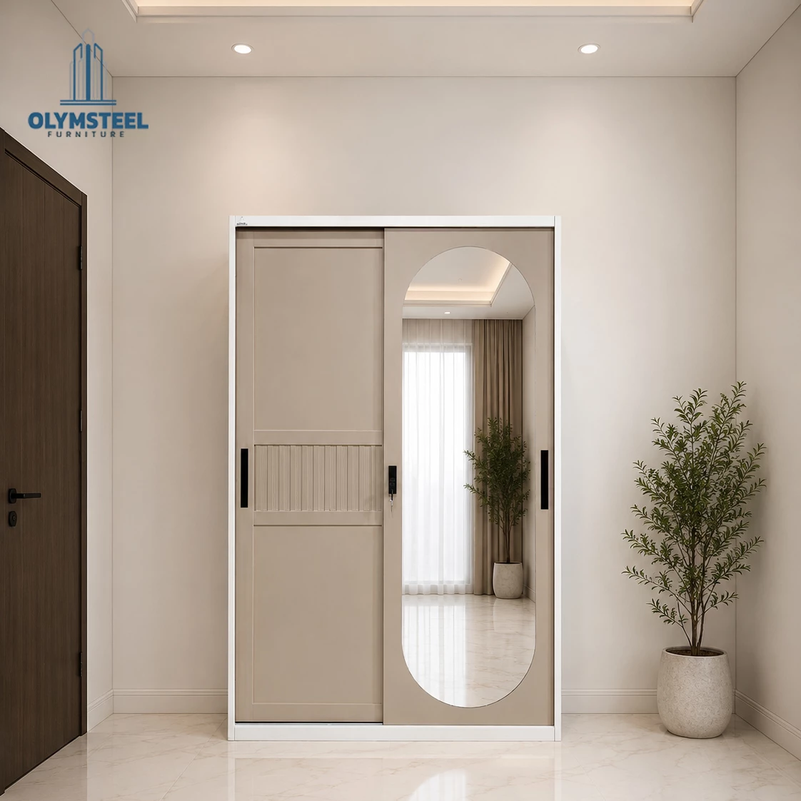 OSWS 120 Vior Lemari Embos Pakaian Besi Sliding 2 Pintu