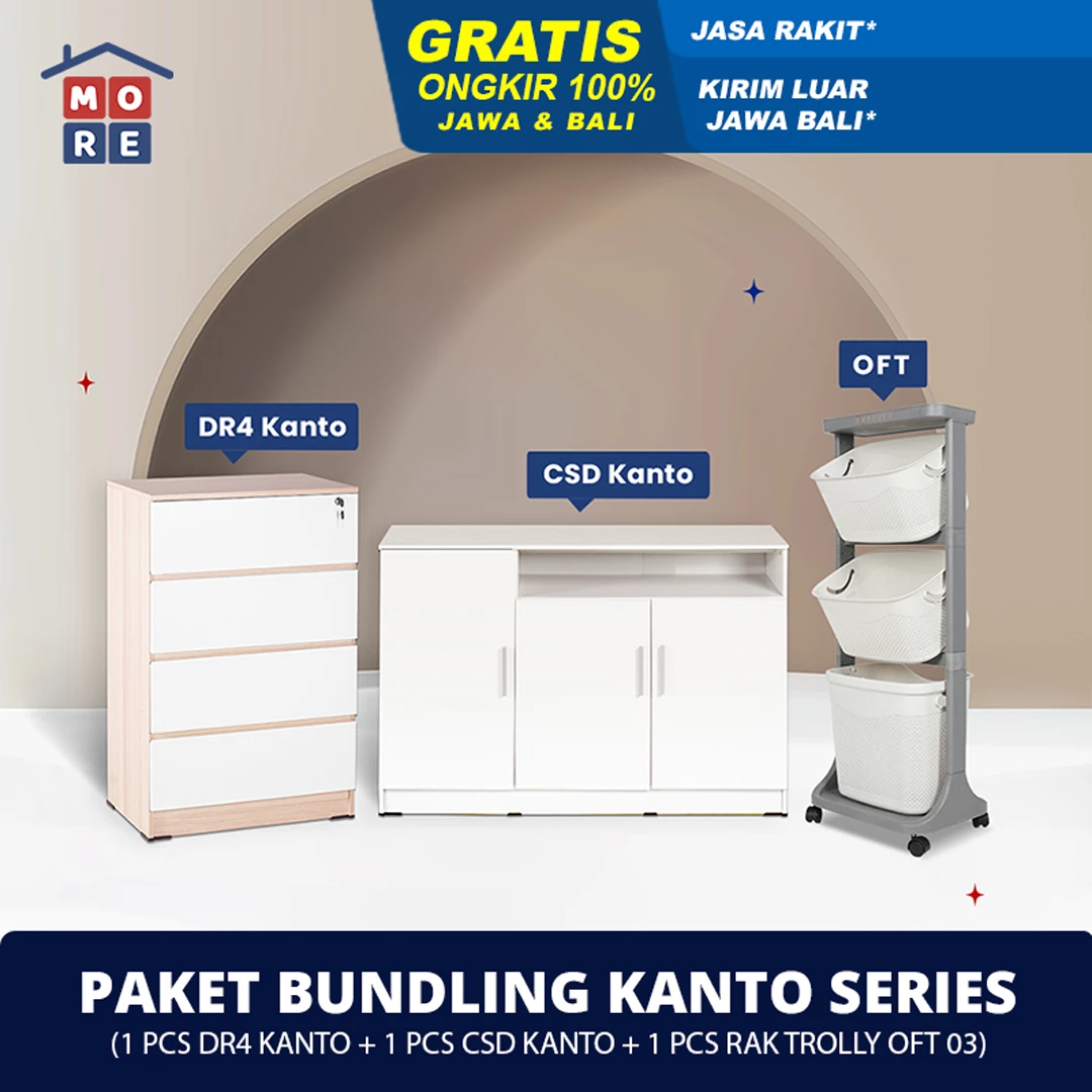 Paket Bundling Kanto Series - Drawer + Rak Surun Trolley - CSD Kanto 120 + DR 4 Kanto + OFT 03