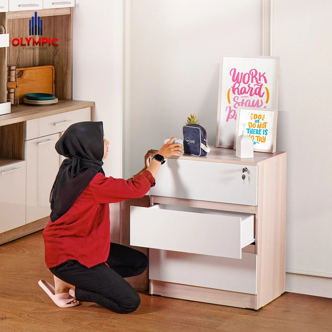 Paket Bundling Kanto Series - Drawer + Nakas + Sofa - DR 3 Kanto + NK Kanto + Sofa Canvas Pillo